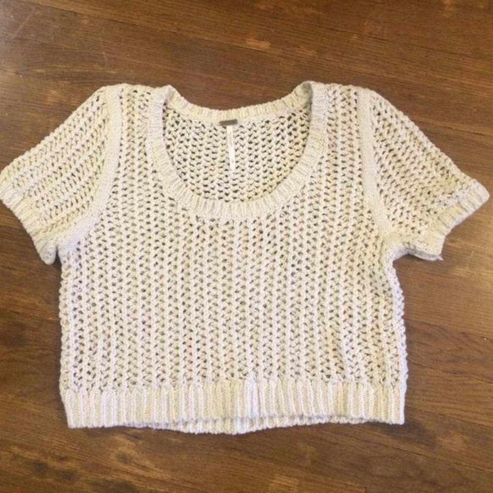 Free people knit short sleeve crop sweater